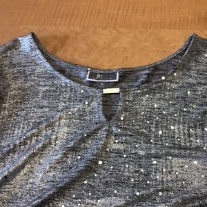 JM Collections Silver sparkle Shirt Size xl NWT